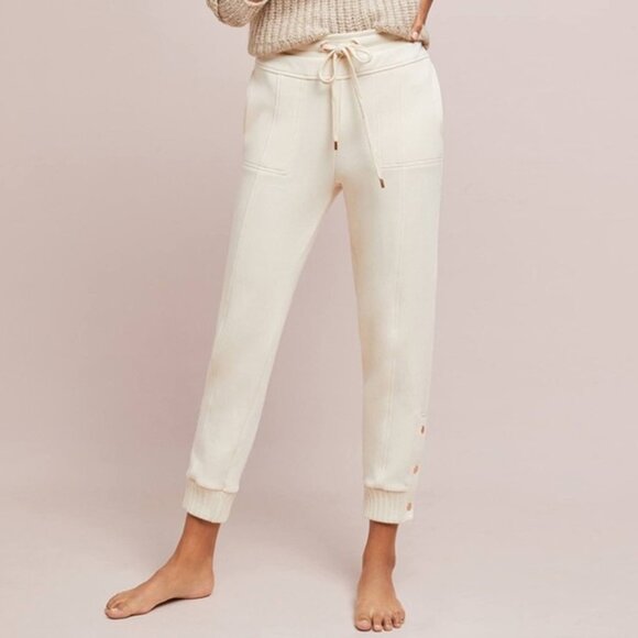 Anthropologie Pants - Anthropologie Saturday Sunday Ivory Dylan Cropped Snap Ankle Joggers small